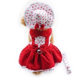 Armi store Heart Shape Dog Dresses Fashion Dogs Princess 6071080 Pet Clothing Supplies Hat Panties Leash 1 set LJ200923216Z