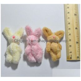 Other Festive Party Supplies Wholesale 100Pc/Lot 4Cm Soft Mini Joint Rabbit Pendant P Bunny For Key Chain Bouquet Toy Doll Diy Ornamen Dhpsx