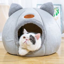 Removable Cat bed indoor cat dog house with mattress warm pet kennel deep sleeping winter kitten kennel puppy Cage Lounger LJ20122242F