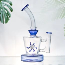 Glass Bong Windmill Spin Water Pipe Pyrex Hookah Percolator Bubbler Smoking Pipes Filter with 14mm Male Tobacco Bowl