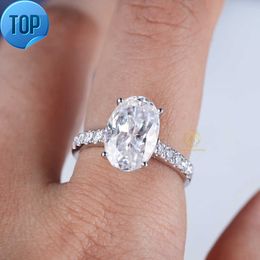 Custom Solid White Gold 8x12mm 4ct Crushed Iced Oval Cut VVS D Lab Moissanite Diamond Wedding Engagement Ring