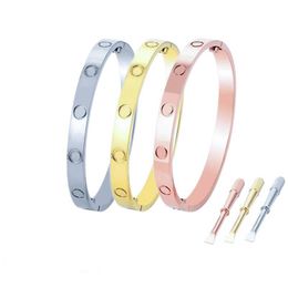 Silver plated iced out thick bracelets screw classical gift for lovers designer for girls letter bangles luxury Jewellery screwdriver gold plated bracelets ZB061 I4