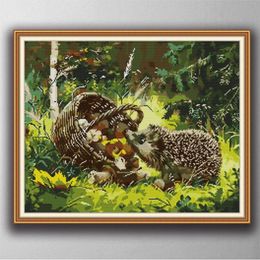 Little hedgehog Handmade Cross Stitch Craft Tools Embroidery Needlework sets counted print on canvas DMC 14CT 11CT329r