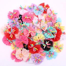 Dog Apparel 50pcs Handmade Cute Lace Pet Puppy Yorkshire Hair Bows Accessories For Small Dogs Grooming Supplies3461