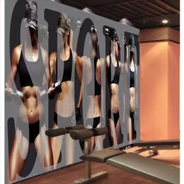 Customised 3D stereo sports gym po wall paper mural European and American wind fitness beauty gym background wallpaper for wall2090