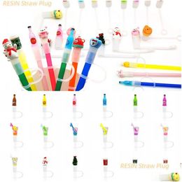 Drinking Straws Fast Dhs Or Fedex 200Pcs Custom Pattern St Toppers Charms Sile Rubber Er Dust Plug Fit For Decorative 8Mm Children P Dhtjc