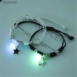 Pendant Necklaces 2023 Luminous Cat Star Moon Bracelet Couple Charm Handmade Adjustable Rope Matching Friend Bracelet Infinite Love Jewellery GiftsL242313