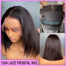 Wholesale Malaysian Peruvian Brazilian Natural Black Silky Straight 13x4 Swiss Lace Frontal Bob Wig 100% Raw Virgin Remy Human Hair On Sale