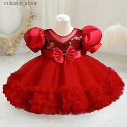 Girl's Dresses New 2023 baby girls birthday party dress 9 months to 6 years old high-end princess Christmas party sacrament party cake evening L240316