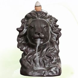 Ceramics Lion Heads Shape Incense Burner Backflow Antique Holder Aroma Therapy Figurine Home Tea House Office Decoration Fragrance223K