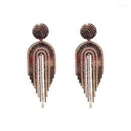 Stud Earrings 2024 Nightclub Trend Exaggerated Fashionable Tassel Flashing Wild S925 Silver Needle Female