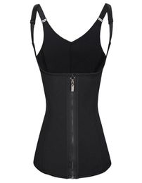 Women Body Shaper Neoprene Fabric Zipper Hook Double Fixed Adjustable Shoulder Straps Waist Trainer Corset Cincher Slimming Shap2348045
