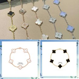 Classic 4/four Leaf Clover Designer Bracelet White Red Blue Agate Shell Mother-of-pearl Charm Bracelets 18k Gold Plated Luxury Wedding Woman Fashion Jewellery y6