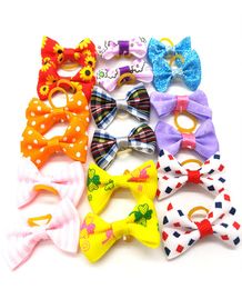 DHL Dog Hair Bows with Rubber Bands Dog Topknot Bows Cute Dog Pet Hair Clips Cute Pet Grooming Cat Little Flower Bows5102530