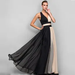 Casual Dresses Sexy V Neck Formal Evening Dress Color Collision Elegant Cocktail Party For Women 2024 Ball Gown Long Vestidos