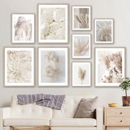 Paintings Beige Reed Dried Flower Canvas Painting Posters And Prints Wall Art Picture Modern Living Room Decoration241Q