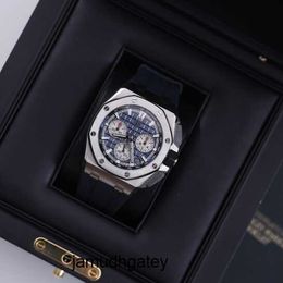 Classic Minimalist AP Watch Royal Oak 26420TI Blue Disc Chronograph Men's Watch Titanium Metal Automatic Swiss Luxury Timepiece Date Display Complete Diameter 43mm