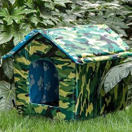 Park Garden Waterproof Oxford Farbric Stray Pet Cat Dog House Outdoor Warm Rainproof Pet Nest Kennel Puppy Cats Sleeping Bed 220123215