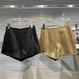 Women's Shorts Summer Gold Shorts Hot Glossy Coated Side Zipper Tight Short Shorts ldd240312