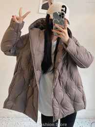 Women's Trench Coats TXii Women Hooded Down Jacket Fluffy Winter Solid Color 90% White Duck Coat 2024 Female Parkas Elegant