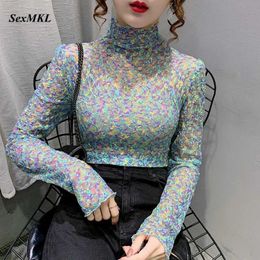 Women's Blouses Shirts Women Sexy Transparent Print Blouses 2023 Fashion Long Sle Casual Ladies Tops Korean Clothing Elegant Summer Blouse OversizedL24312