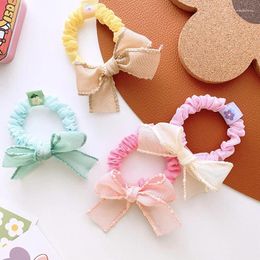 Hair Accessories 2024 Spring Children's Sweet Mesh Bow Small Intestine Circle Korean Fashion Girl Princess Ponytail