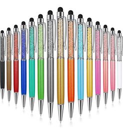 Bling 2in1 Crystal Diamond Ballpoint Pens Screen Touch Stylus Pen Office School Stationery Supplies XBJK21126544366