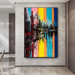Abstract Oil Prints On Canvas Building Posters Canvas Painting Wall Art For Living Room Modern Home Decor Landscape Pictures286O