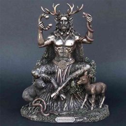 Resin Statues Cernunnos Sitting Statue Sculpture Celtic God Figure Underworld Statue For Home Garden Decoration 210727235v