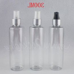 300ML Transparent Plastic Bottle With Silver Spray Pump , 300CC Toner / Makeup Water Sub-bottling , Empty Cosmetic Container Kkodq