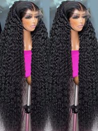 Deep Wave Hd 13x6 Lace Frontal Wig 40 46 Inch Water Curly Human Hair Wigs Glueless 360 Full Lace Front Wig for Women PrePlucked