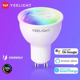 Control Yeelight GU10 Smart LED Bulb W1 Dimmable / Colourful Lamp 350Lumen Game Music Sync Voice Control For App Google Assistant alexa