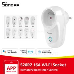 Control SONOFF S26R2 16A WiFi Plug Wireless Power Socket EU/UK/AU/US/BR/IT/IL/CH/CN Smart Home Switch Works with Alexa SmartThings APP