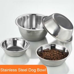 Large Capacity Dog Bowl 304 Stainless Steel Pet Feeding Cat and Food Drinking Metal Durable 220118210l