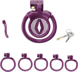 Sissy Chastity Cage for Men purple Chastity Devices Lock Design Small Chastity Cage Male Penis Cage Cock Cage Toys for Couples Sex (Purple WX-4)