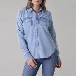 Women's Blouses Cotton Single Breasted Lapel Collar V Neck Shirt Double Pocket Women Summer Top Loose Fit Solid Color Daily Outfit