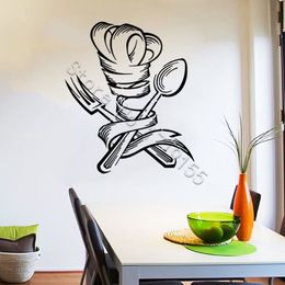Wall Decal Kitchen Vinyl Wall Stickers Modern Window Poster Spoon Fork Pattern Wall Stickers Restaurant Chef Decal320Y