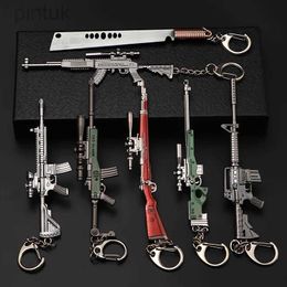 Keychains Lanyards 1pc Toy Gun Keychain Alloy Toy Gun Model Pendant Car Key Chain Car Key Ring Gift For Men Boys ldd240312