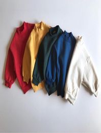 FM INS Korean Kids Little Boys Girls Sweatshirts Long Puff Sleeve Autumn Fleece Cotton Unisex Child Bountique Clothes Plain Tops6458329