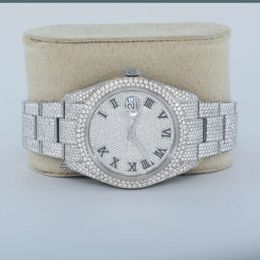 Brilliant round cut y iced out moissanite diamond watch for women for any occasion luxurious beauty with vvs clarity diamond