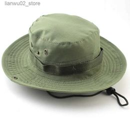 Wide Brim Hats Bucket Camouflage tactical hat military Boonie bucket army camouflage mens outdoor sports sun fishing hiking hunting Q240312