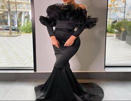 2021 Plus Size Arabic Aso Ebi Stylish Mermaid Sexy Prom Dresses Simple Satin Long Sleeves Evening Formal Party Second Reception Go2130168