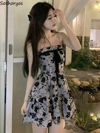 Casual Dresses Dress Women Print Daily Students A-line Summer Slim Fashion Elegant Comfortable Korean Style Simple All-match Sexy Sleeveless