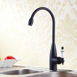 Bathroom Sink Faucets European Style Copper Black Patina Kitchen Faucet Countertop Antique Wash Basin Single Hole