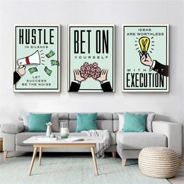 Canvas painting Time Is Money Quote Watercolor Paintings Mural Inspirational Take The Risk Or Hustle In Silence Posters Room Wall 277S