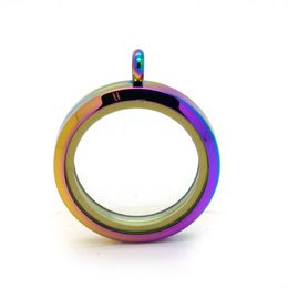 10pcs lot 30mm rainbow screw 316L stainless steel glass floating locket pendant for diy jewelry150R