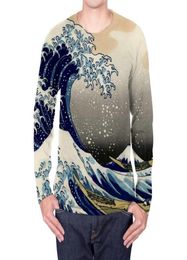 Men039s TShirts Surf Long Sleeve T Shirt Men Waves Funny Shirts Ocean Punk Rock Sail Anime Clothes Mens Clothing Summer Big Si7316265