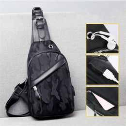 Men's Waterproof USB Oxford Crossbody Bag Anti-theft Shoulder Sling Bag Multifunction Short Travel Messenger Chest Pack For M3029