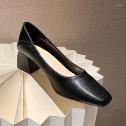 Dress Shoes Women's High Heel 5cm Thick Round Toe Single Shoe With Skirt