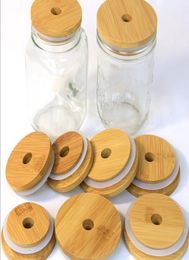 70mm86mm Friendly Mason Lids Reusable Bamboo Caps with Straw Hole and Silicone Seal for Canning Drinking Jars Lid8134765
